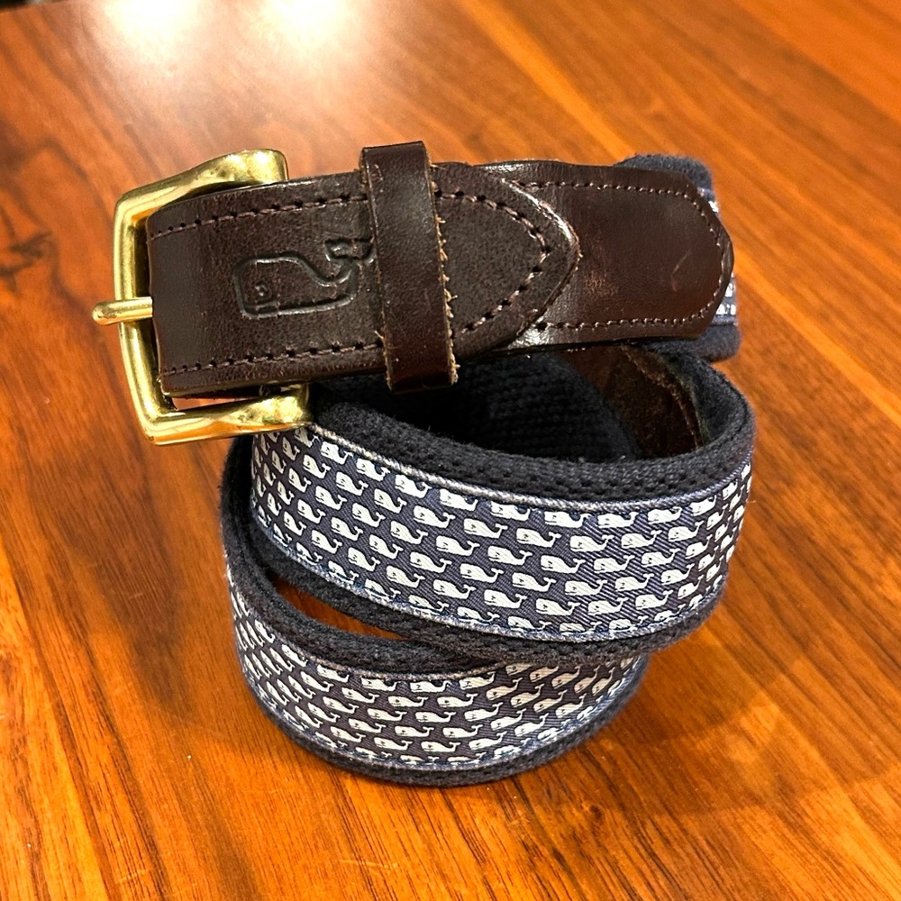 Vineyard Vines Whale Canvas Club Belt Size 30